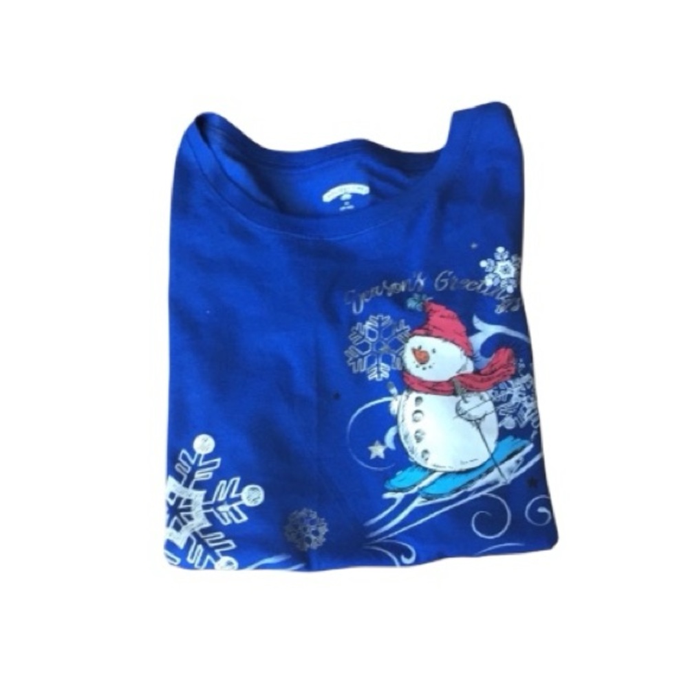 Holiday Time Royal Blue Snowman Long Sleeve Tee - Picture 5 of 12